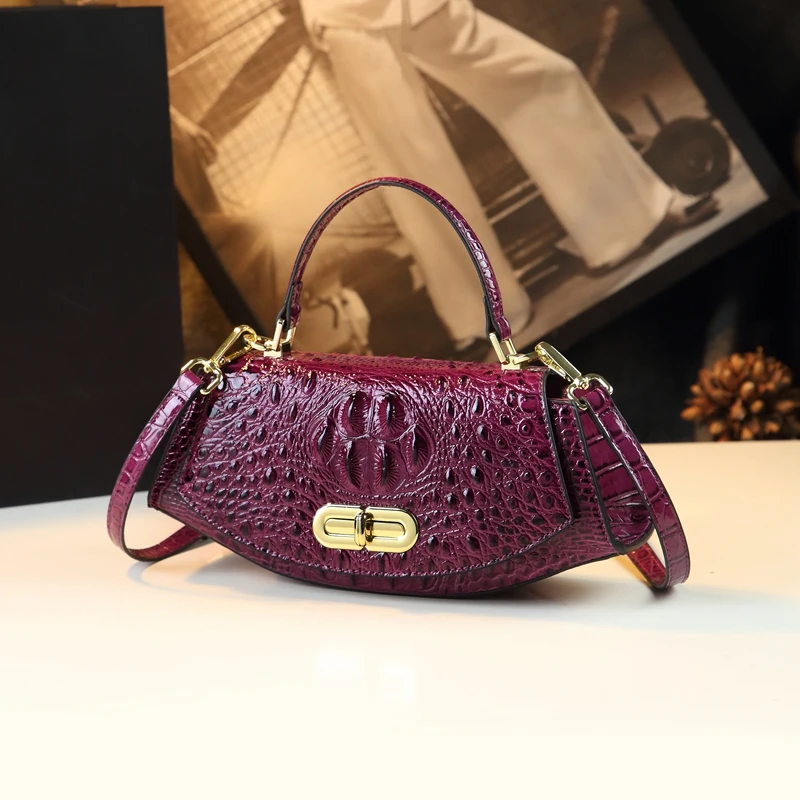 Crocodile Pattern Women\'s Bag 2023 Ladies Handbags Genuine Leather Small Shoulder Saddle Bag New Trend Portable Crossbody Bags