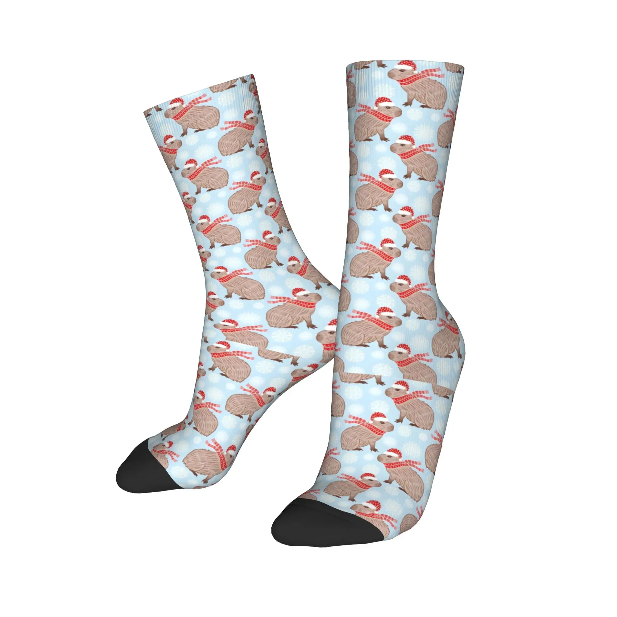 

Custom Funny Mens Kawaii Christmas Capybara Dress Socks Unisex Breathbale Warm 3D Printing Cartoon Crew Socks