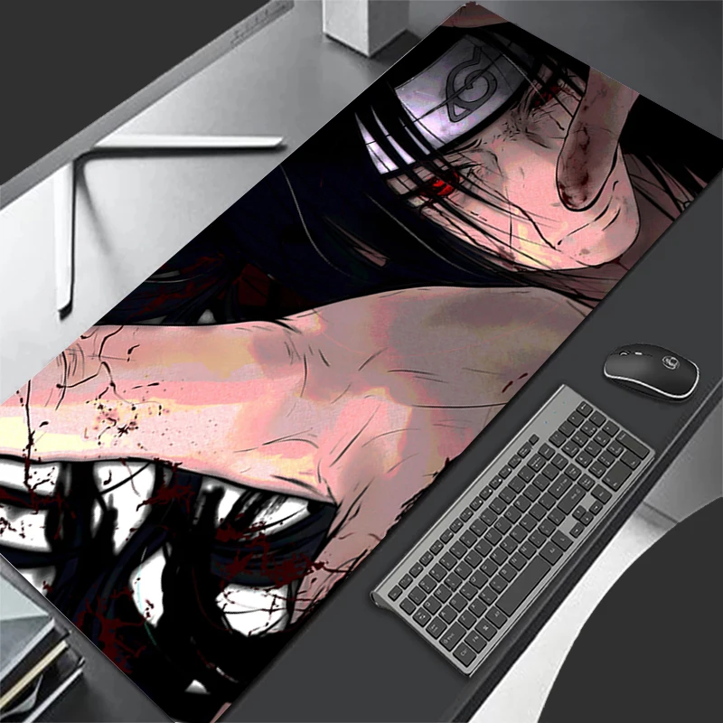 Mouse pad narutos itachi uchiha grande pc computador gamer kawaii acessórios de jogos anime mousepad teclado tapete mesa