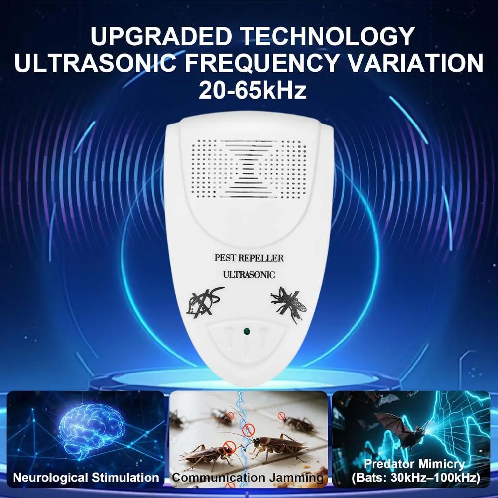 Ultrasonic Mosquito Repellent, Cockroach And Fly Killer, Indoor Anti Mosquito And Anti Rodent Device,US/EU/UK Plug