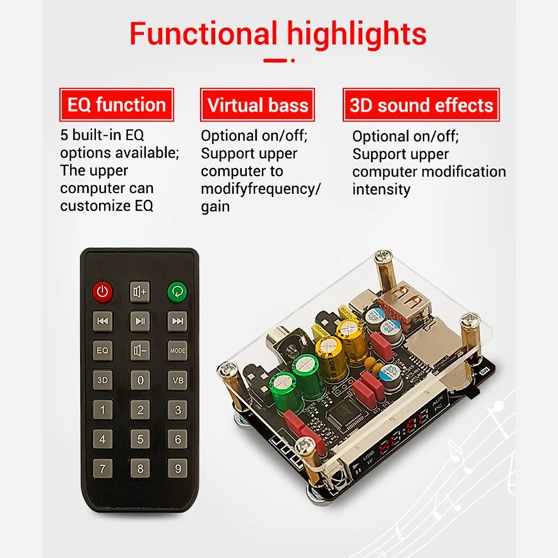 ZK-DAM K1 DSP Tuning Preamp Bluetooth Decoder Board Non-Destructive Fever U Disk Coaxial Sound Card TF Decoding Board