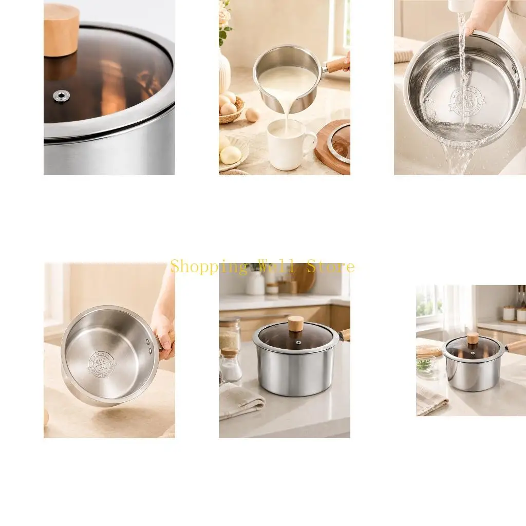 KX4B Uncoated Metal Cooking Pot with Integrated Frying Basket and See-Through Glass Lid for Boiling, Draining, Braising