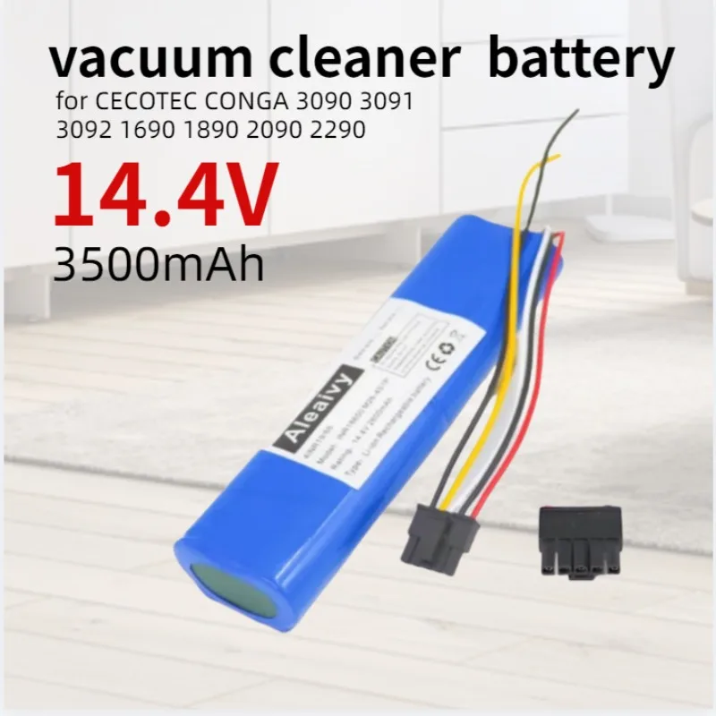 14.4V 3500mAh Battery for Cecotec Conga 3090 3091 3092 1690 1890 2090 2290 Robot Vacuum, High Capacity Li-ion Replacement