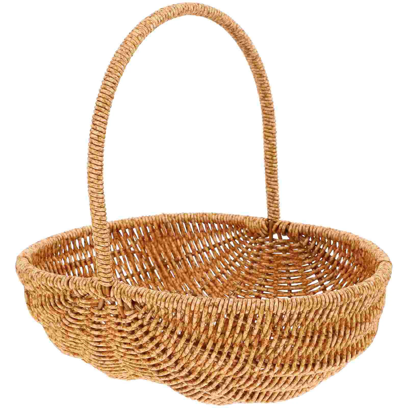 

Shopping Basket Picnic Woven Baskets Party Bread Hand Storage Fruit Dessert Plastic Rattan Vegetable Snacks Serving Container