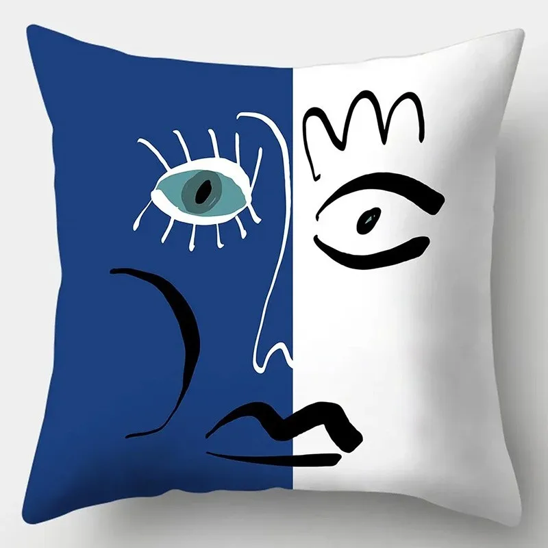 Abstract Figures & Heart Digital Print Pillowcases Pattern Cushion Cover Suitable for Sofa Bedroom Car Pillow Cover