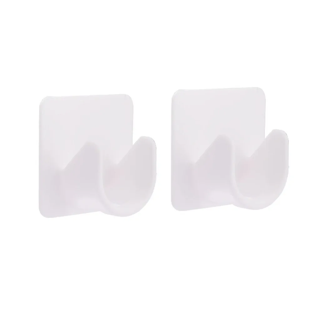 2Pcs Modern ABS Curtain Rod Bracket White 4.2*4.2cm Self Adhesive Curtain Rod Wall Mounted Rod Bracket Bedroom