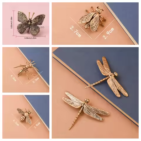 Solid Brass Simulation Insect Honeybee/Dragonfly Figurines Miniatures Tea Pet Funny Beetle Craft Desktop Ornament Home Decoratio