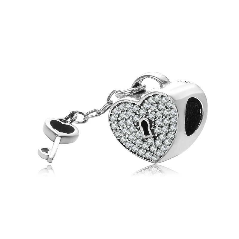 925 Sterling Silver Classic Love Key Lock Pendant Charm Bead Fit Original Bracelet DIY Accessories