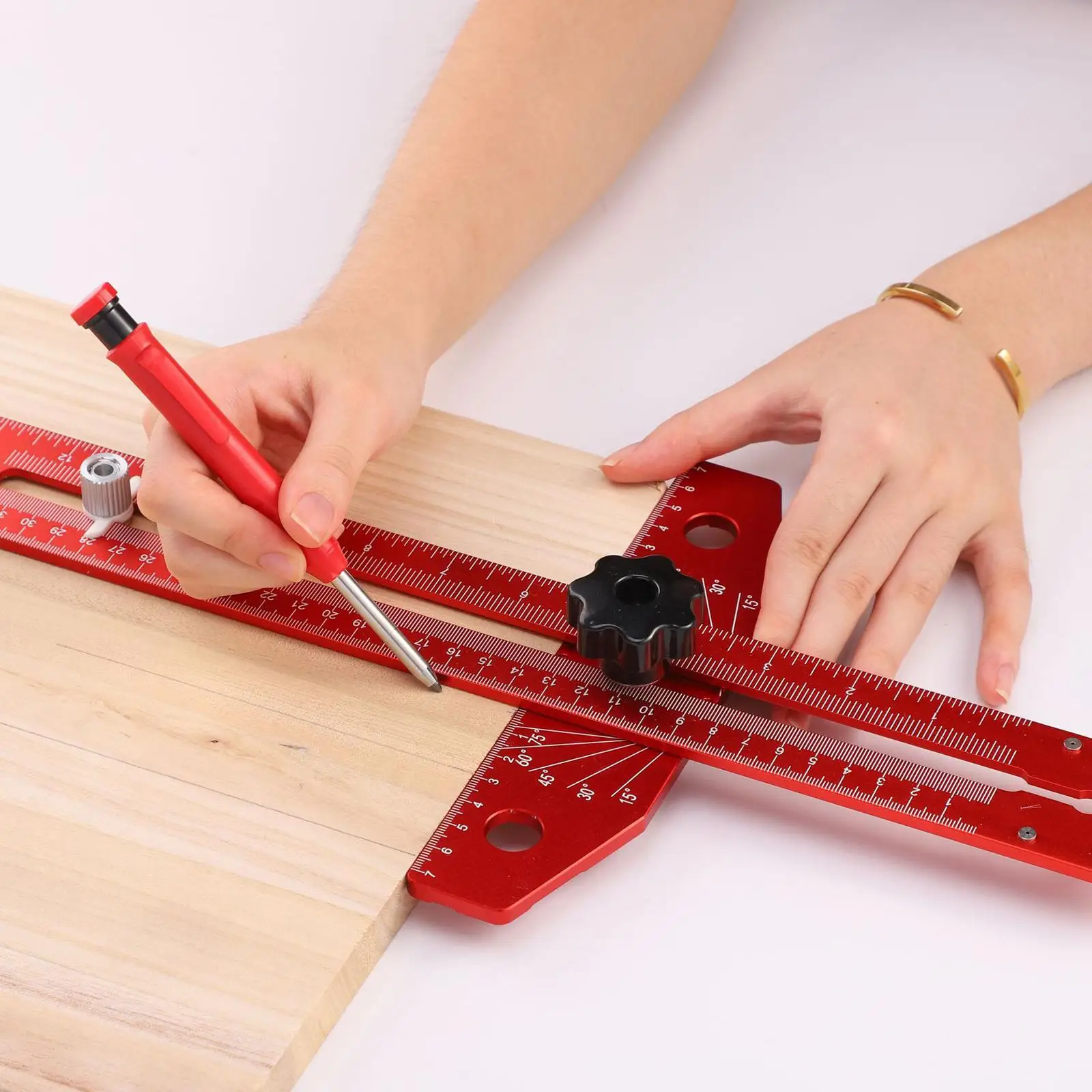 T Square Rotated Woodworking Scriber Edge Ruler Portable Carpenter Layout Tool for Engineers Craft Versatile Professional