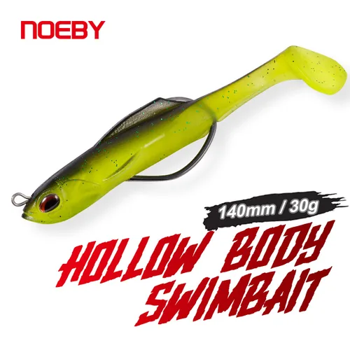 Imagen 1 del producto Noeby Predators-señuelo de cuerpo hueco, 14cm, 30g, hundimiento, TPR, cebo suave, perca, Wobblers, aguja de sábalo, anzuelo Stinger, Lucio, lubina