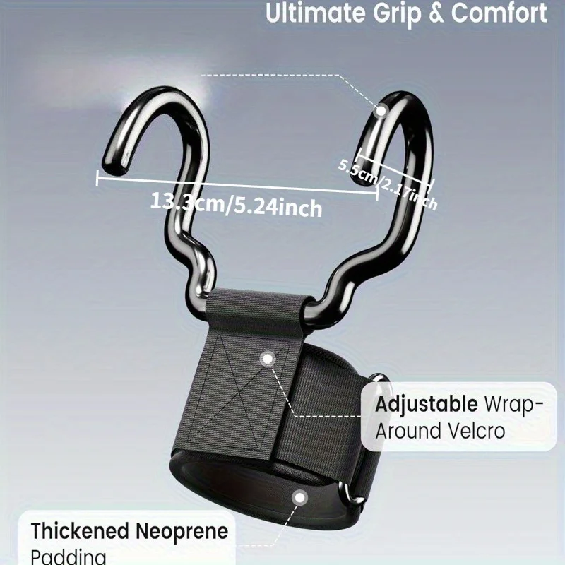 2pcs Weightlifting Hooks, Anti-Slip Rubber Coated Grip,Lift Barbell,Dead Buckle Chin Pulling Force Increase Fitness Strength Tra