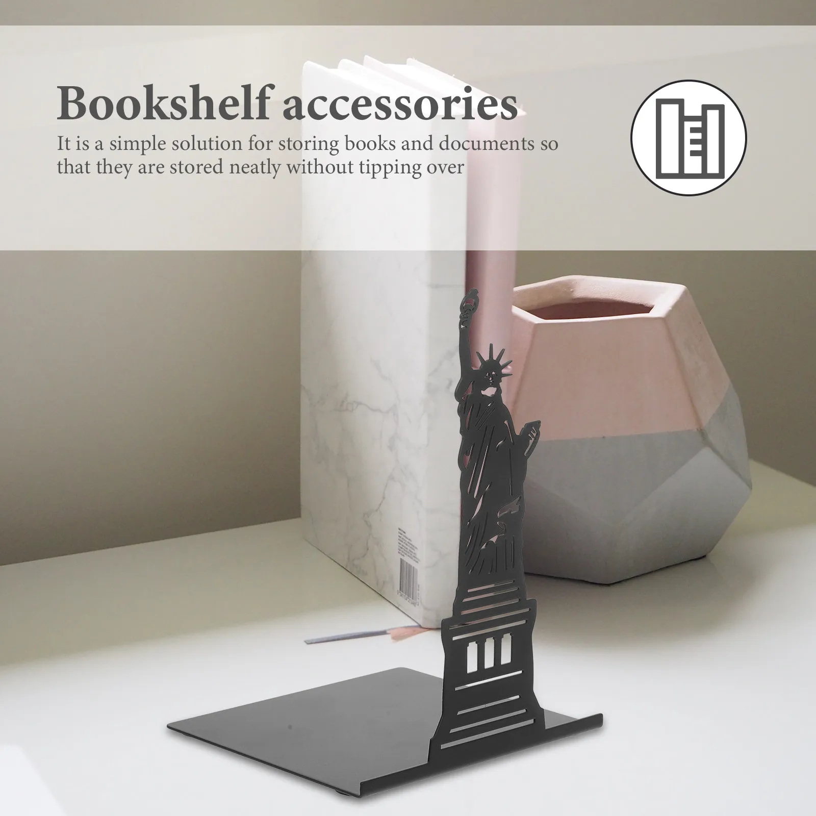 

Metal Bookend Black Iron Book Ends for Shelves Heavy Duty Book Holder Organizing Study Supplies Decorative Use