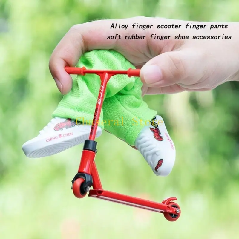 E7CE Ngón Tay Xe Trượt Scooter Có Quần Giày Mini Ngón Tay Bộ Đồ Chơi Nhỏ Bé Ngón Tay Xe Tay Đảng Ủng Hộ Cho Luyện Ngón Tay