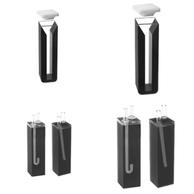 Quartz Cuvette with UV Spectrophotometer Semi Cell with Black Walls and with Lid Large Diameter Quartz Glass Tube