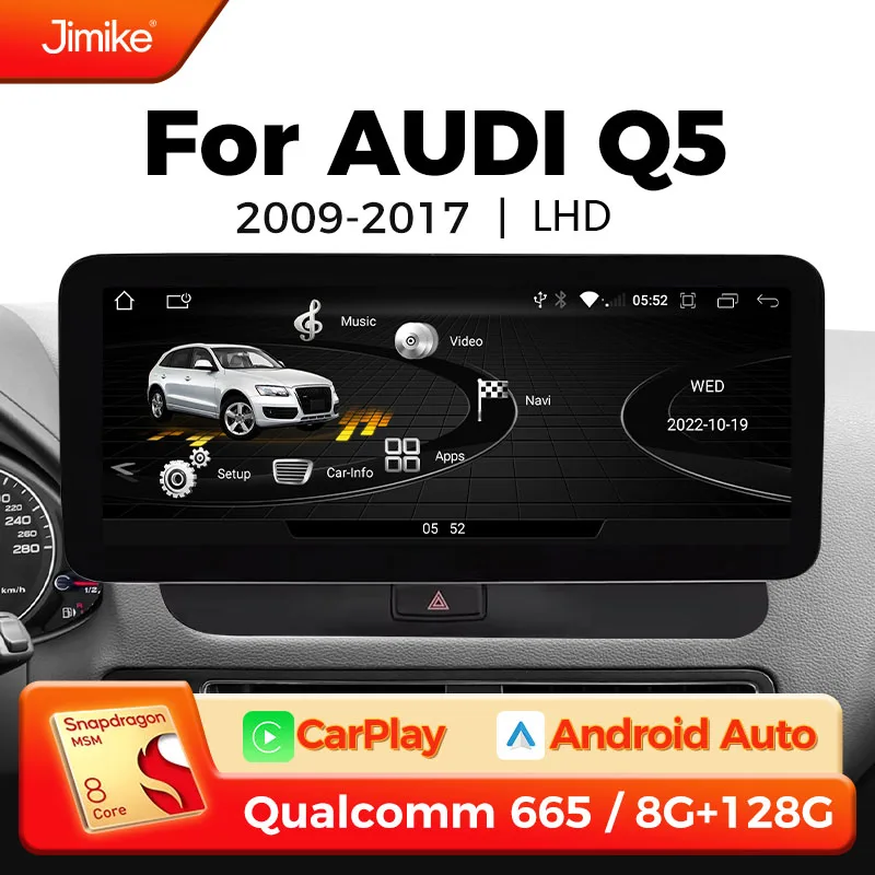 

Wireless CarPlay Android auto For Audi Q5 8r 2009-2016 bluetooth Car Radio touch screen Multimedia player stereo navigation GPS