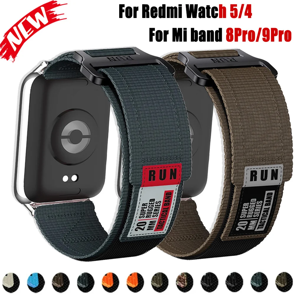 Atmungsaktiver Ersatzriemen für Xiaomi Redmi Watch 4/5, Nylon-Schlaufe, Austauschbares Armband für Mi Band 9/8 Pro Sport Smartwatch