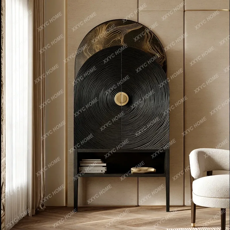 Q Light luxury wine cabinet dining side cabinet against the wall integrated villa large flat floor home display locker