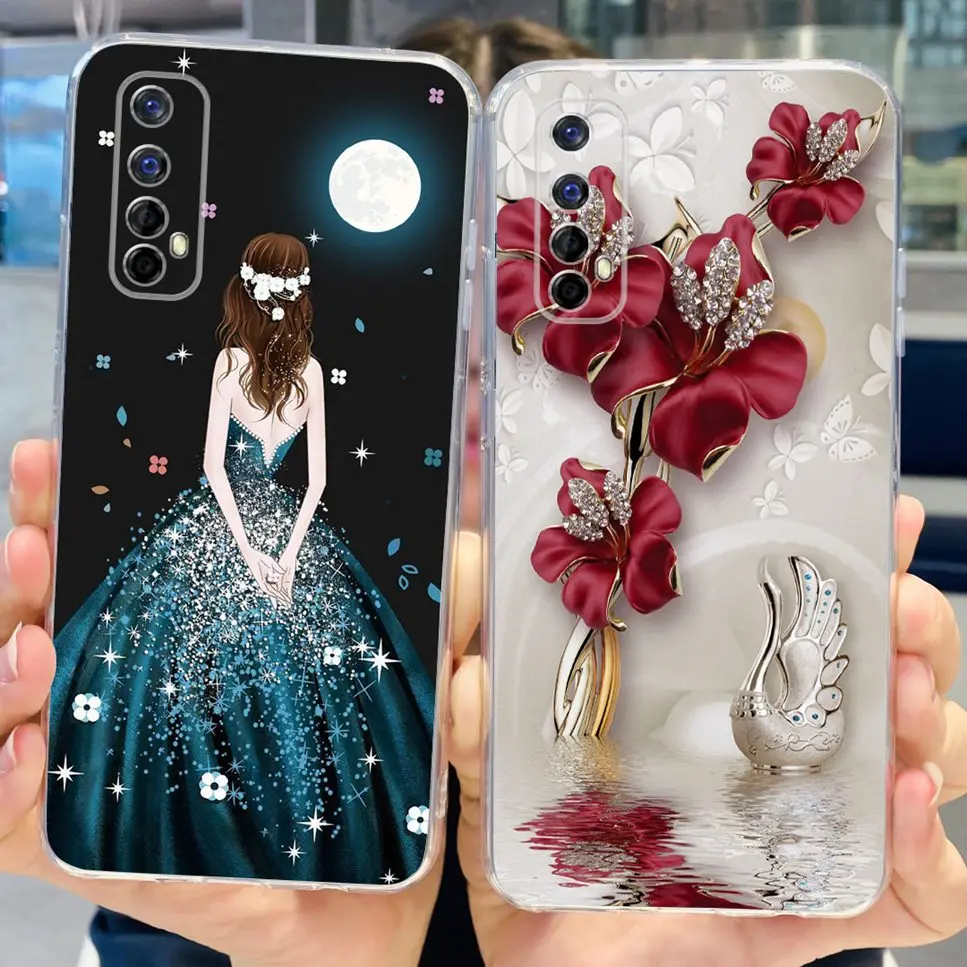 For Realme 7 RMX2155 Case Luxury Butterfly Daisy TPU Soft Silicone Clear Cover For Oppo Realme 7 realme7 6.5\