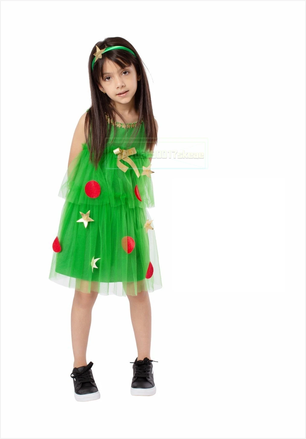 어린이용 새해 요정 의상, 여자아이용 빨간색 녹색 산타클로스 의상 세트(모자 포함), 어린이용 화려한 크리스마스 파티 드레스 세트 공연 의상