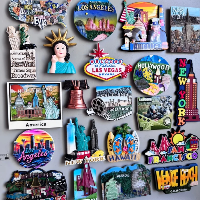 USA Las Vegas Los Angeles New York Tourist Souvenirs America fridge Magnet Refrigerator Stickers Home Decor