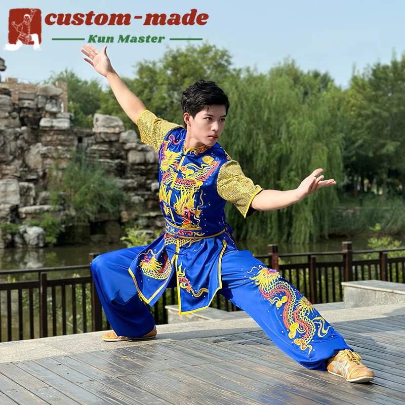 

Custom Martial Arts Uniform Kung Fu Suit with Dragon Embroidery Southern Fist Long Fist Reinforced for KungFu Forms Competition