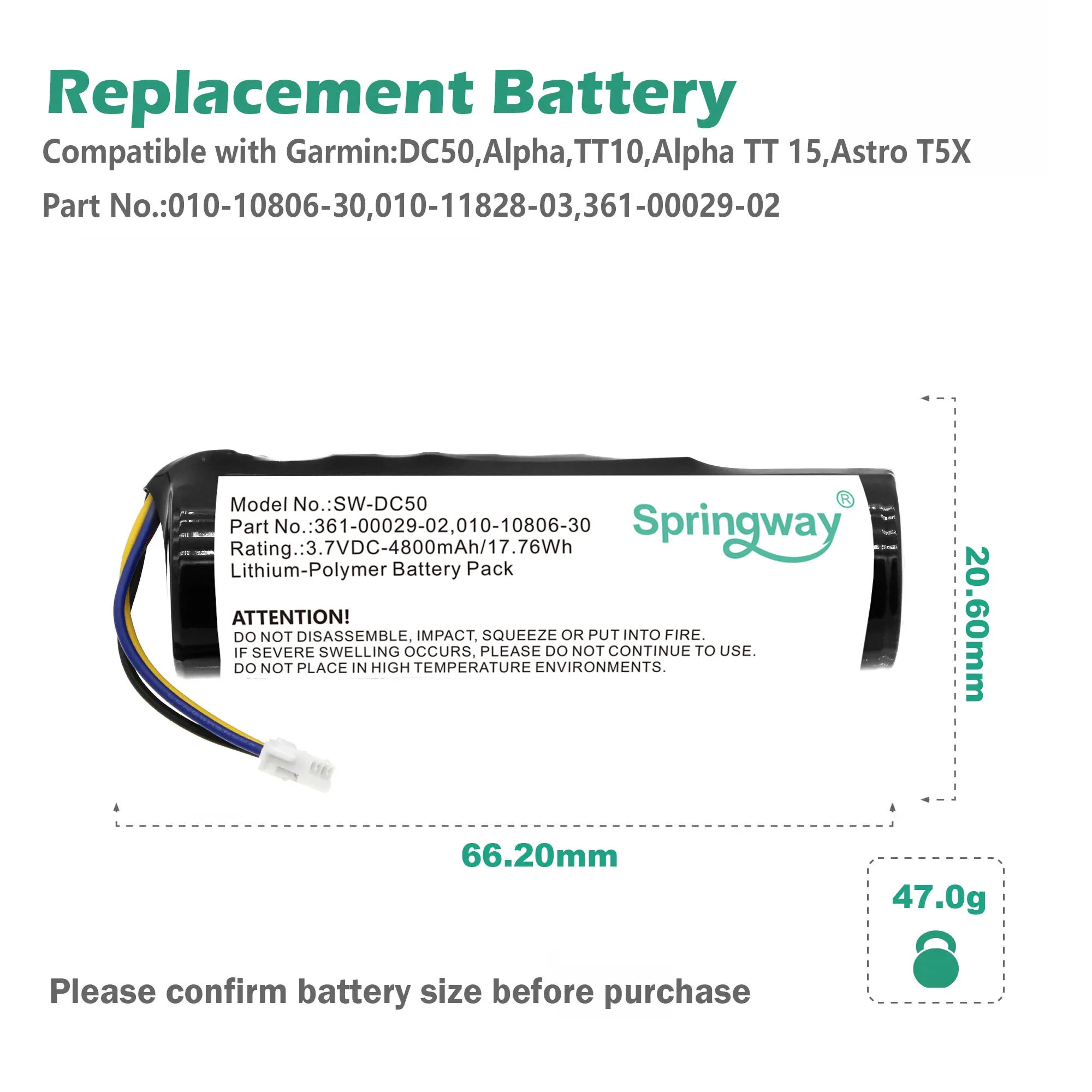 Dog Collar 4800mAh Battery For Garmin:010-10806-30,010-11828-03,361-00029-02,Alpha GPS Pig Hunting Dog Tracking System TT15 T5