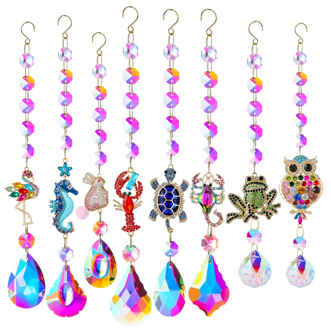 Handmade Crystal Suncatcher Windchime Animal Butterfly Pendant Outdoor Garden Hanging Decoration Christmas Tree Ornament Gift
