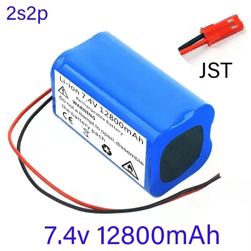 2S2P 7.4V 12.8Ah 18650 lithium-ion rechargeable battery, used for speaker protection panel, instrument lighting, traffic signs