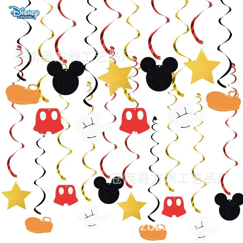 

Disney Mickey Mouse Mickey Theme Party Spiral Hanging Decoration Birthday Flag PVC Hanging Decoration Holiday Decoration