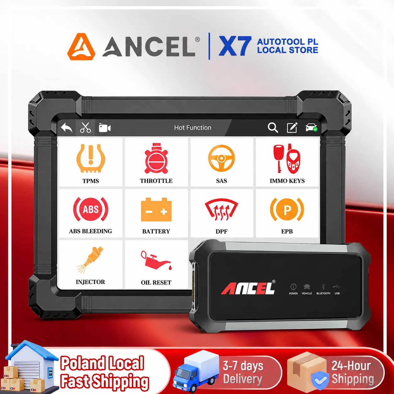 X7BT OBD2-Scanner Vollsystem-Test ABS SAS EPB Injektor TPMS Öl-Reset ANCEL 10+Wartungsspezialfunktionen 4 IN 1