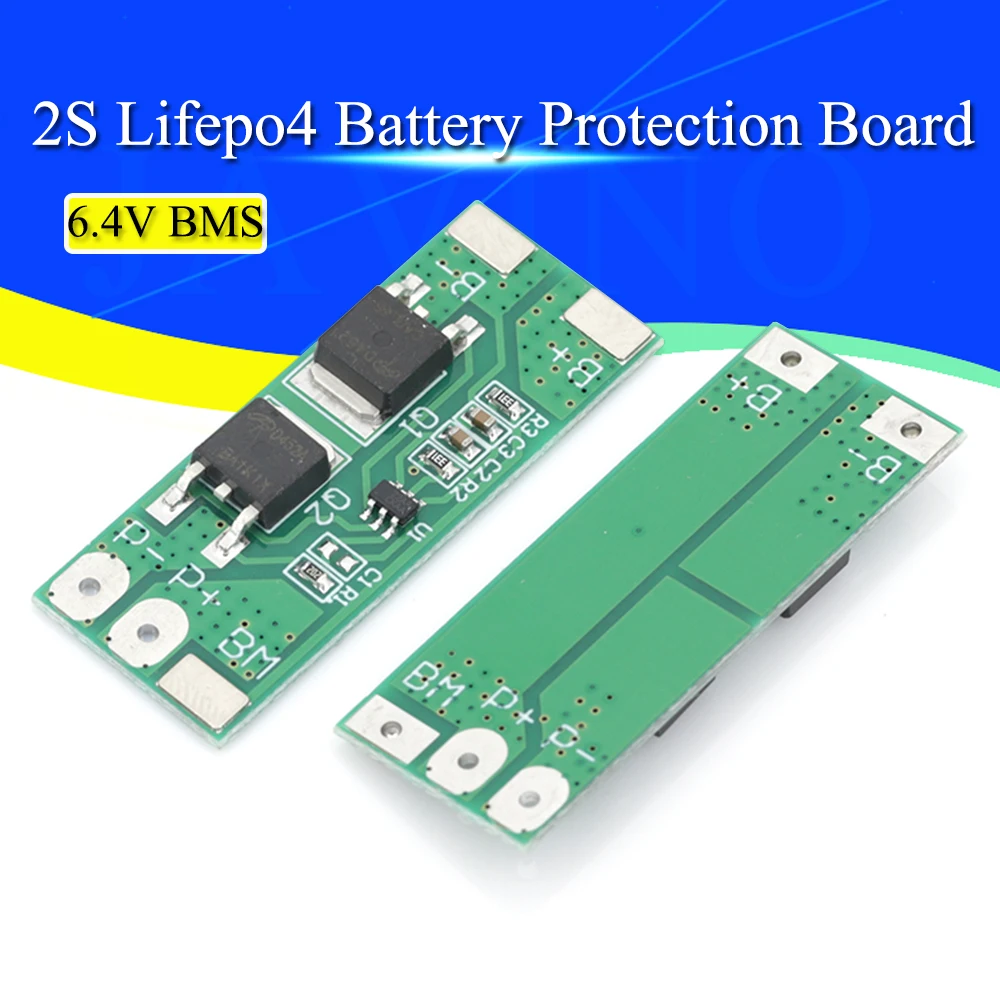 BMS 2S 6.4V 10A Lifepo4 Battery Protection Board Charging PCB PCM Short Circuit Delay Self Recovery For LED Light/Power Bank