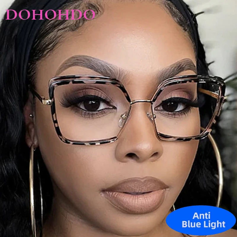 

Luxury Fashion Designer Oversized Square TR90 Blue Light Blocking Glasses Women Men Computer Eyeglasses Gaming Glasses Unisex