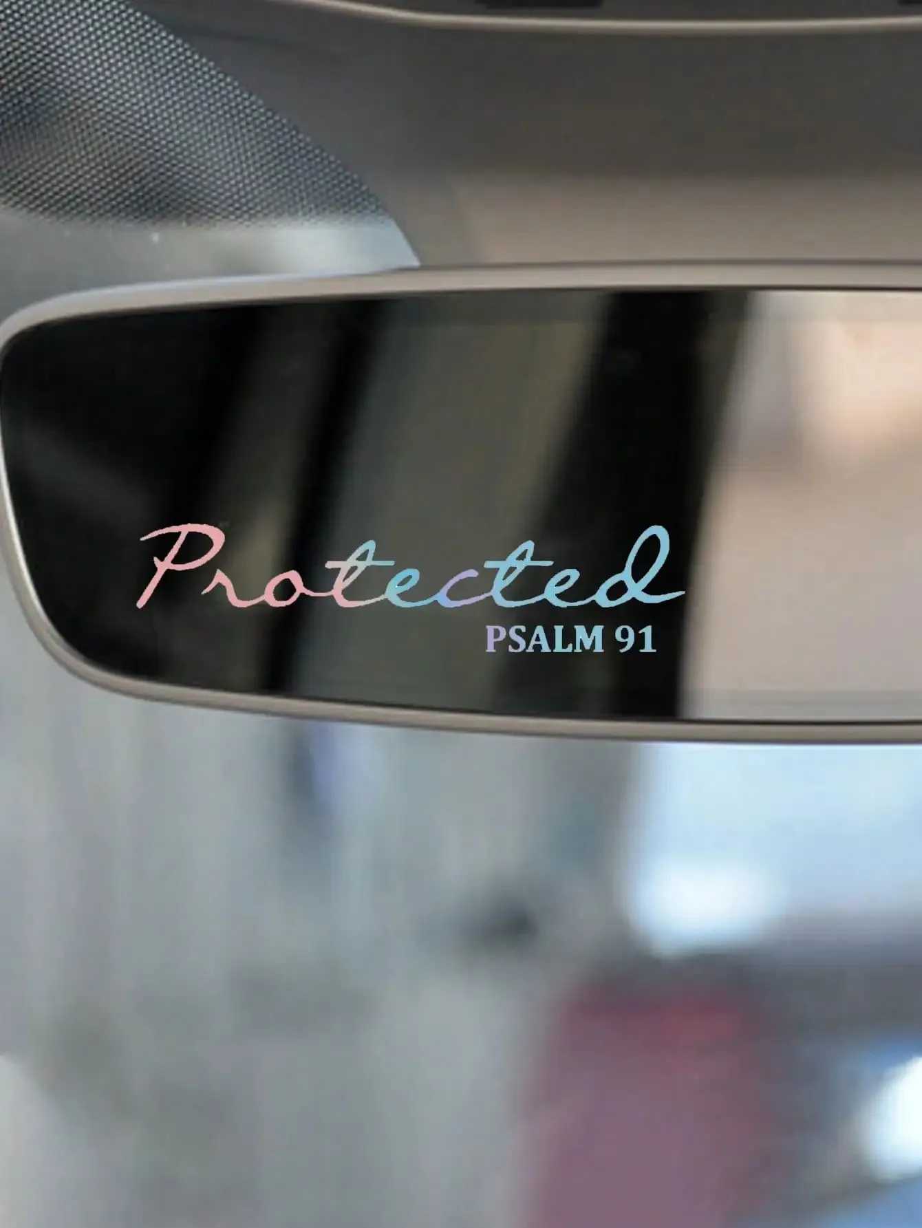 Christian Protected Psalm 91 Rearview Mirror Decal Religious Scripture Vinyl Sticker Waterproof Car Interior Accessory Decor