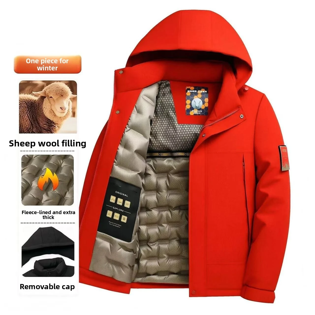 New Hooded Cotton Jacket 2025 Autumn/Winter Thickened Warm Youth Leisure Outdoor Cold proof Coat with Wool Fillers Inside