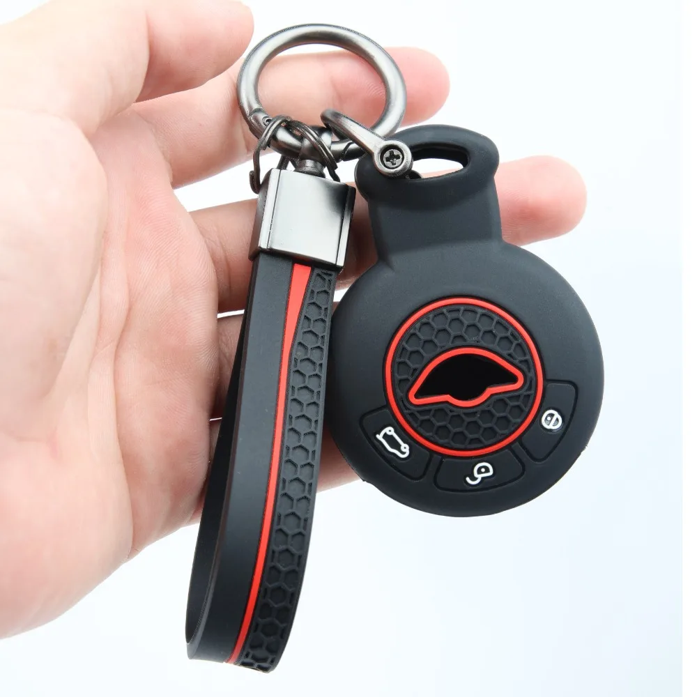 Silicone Car Key Fob Cover For BMW Mini Cooper Clubman Countryman Paceman Roadster R56 R57 CAS3 with ring wrist strap