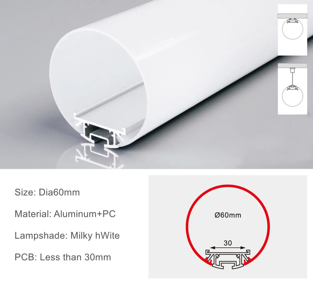 Tubo profilo in alluminio luce a Led lampada a sospensione montata su superficie luce lineare semplice barra dura luce negozio di ufficio