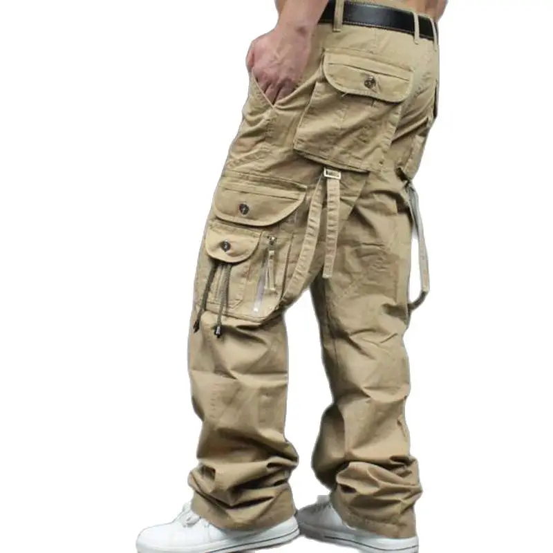 

Men's Cargo Pants Casual Fashion Straight-leg Multi Pocket Overall Men Outdoors Trousers Male Bottoms