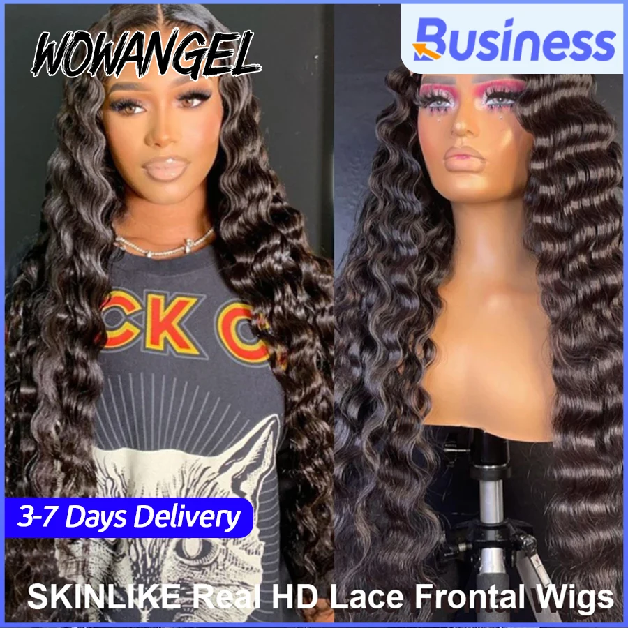 

Wow Angel HD Lace Frontal Wigs 32inch Deep Wave Wigs 13x6 Full Lace Front Human Hair Wigs Melt Skins Glueless Lace Closure Wigs