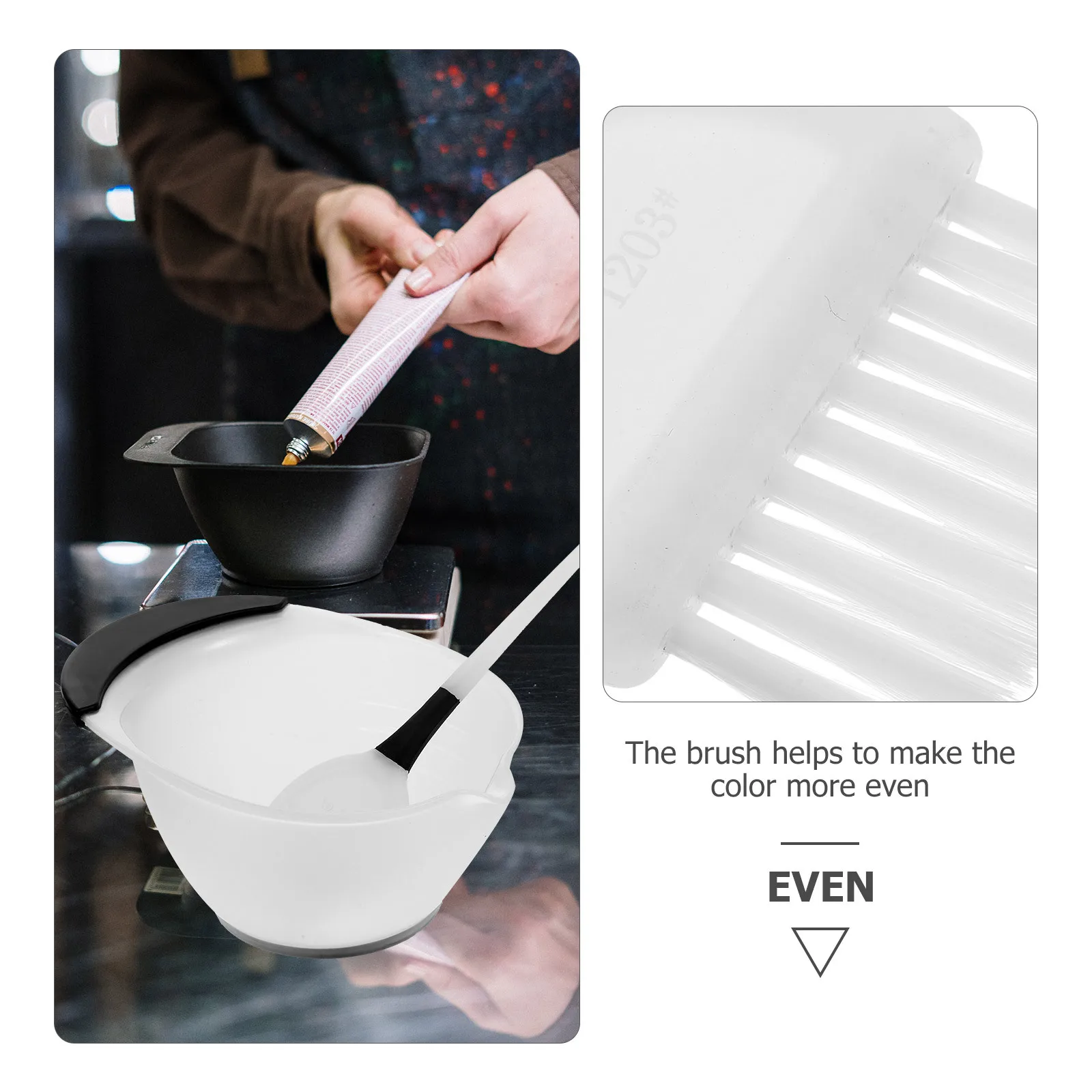 

1Set Hair Dye Brush and Bowl Set White Premium Material Hair Coloring Tools Easy Neat Home Salon Use Hairdressing Supplies