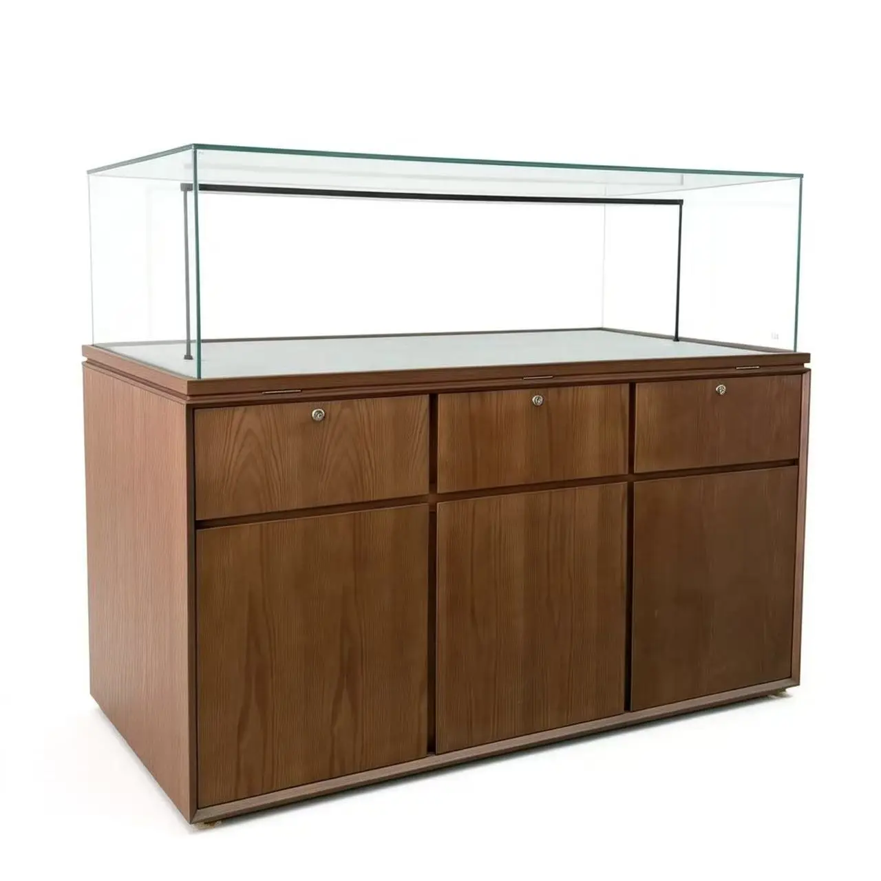 

LED Light Show Case Customized Glass Wood Display Cabinet For Book Store