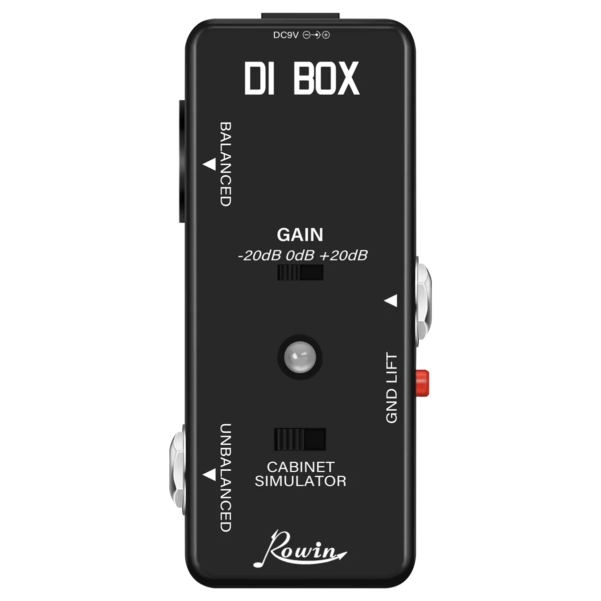 Rowin DI BOX LEF-331 Micro-DI com Sim de cabine e pedal de efeito de guitarra True Bypass