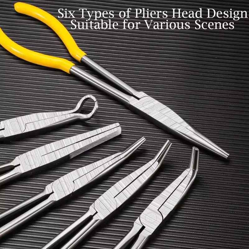 11inch Extra Long Nose Pliers Straight Bent Tip Mechanic Equipment Hand Removal Tool Spanner Clips Auto Care Kit Car Accessories