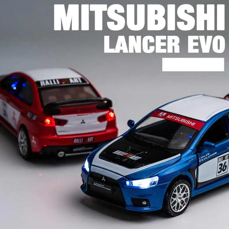 1/32 Mitsubishi Lancer Evolution WRC Rally Toy Car Model Diecast Metal Miniature Sound Light Pull Back Collection Gift For Kid