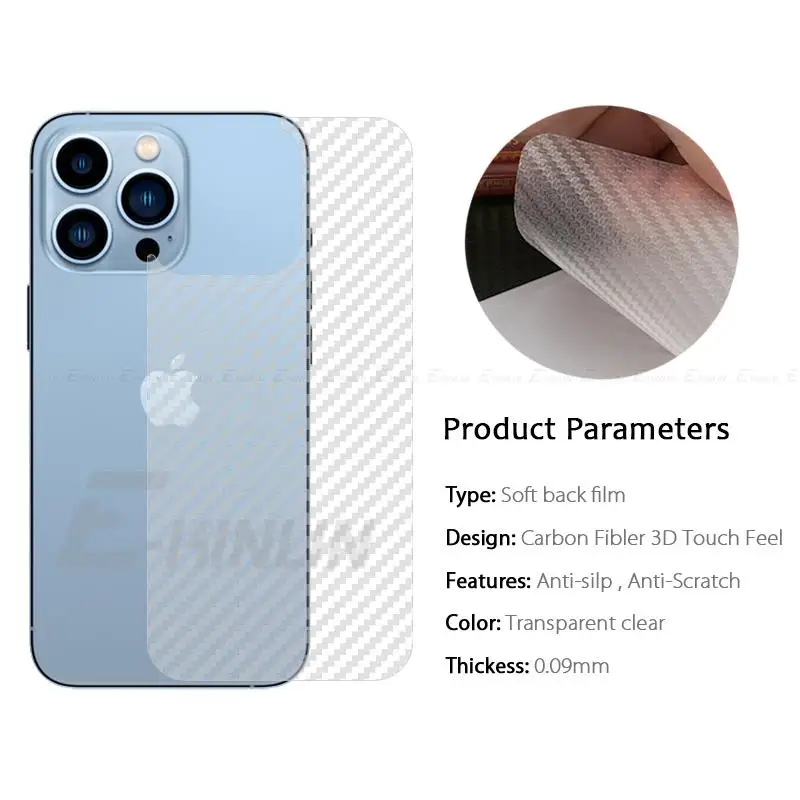 5pcs Rear Screen Protector For iPhone 15 14 13 12 Pro mini 11 XS Max XR X 8 7 6 6S Plus Soft Carbon Fiber Protective Back Film