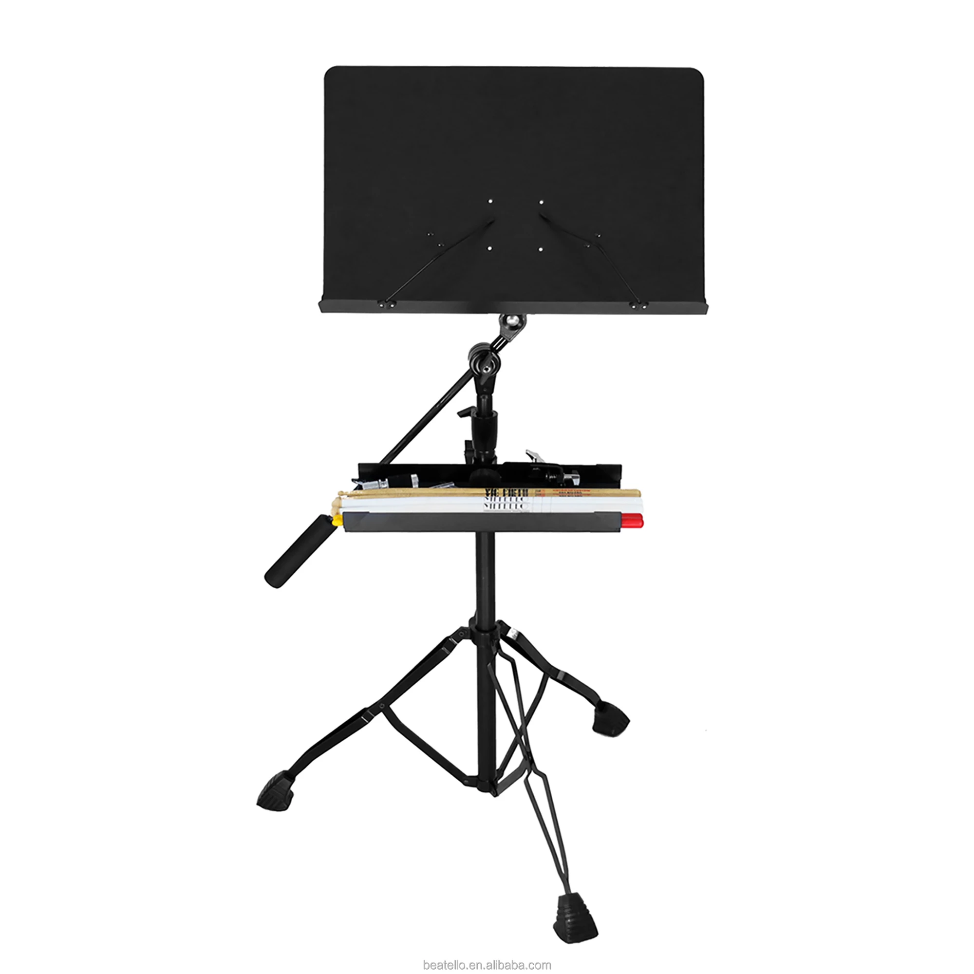 Foldable Black Metal Music Sheet Stand With Holes Height Adjustable Score Holder For Guitar Violin Piano Percussion