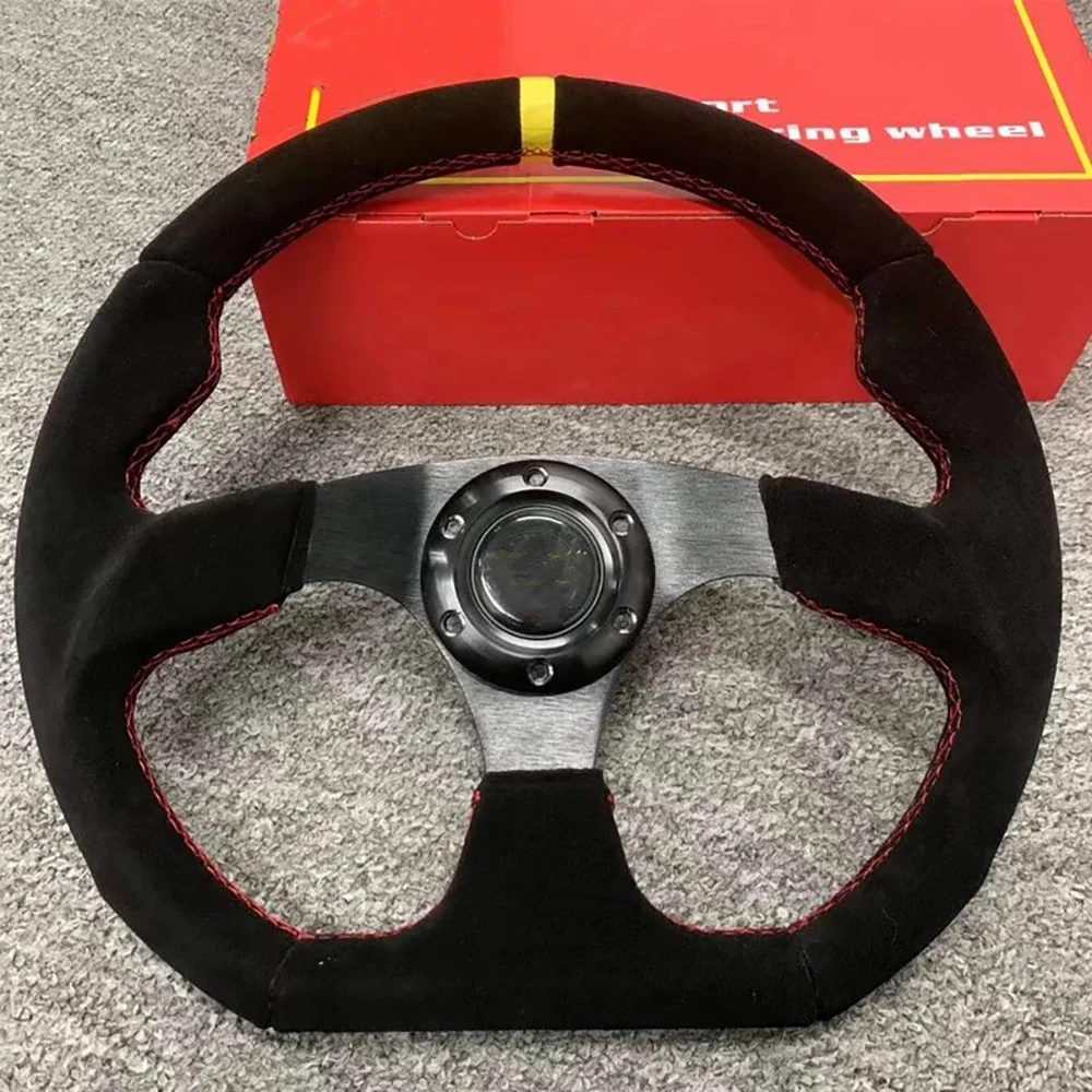 

Universal D-type Steering Wheel 14 Inch Suede Steering Wheel Racing Sports Flat 350MM Modification Steering Wheel