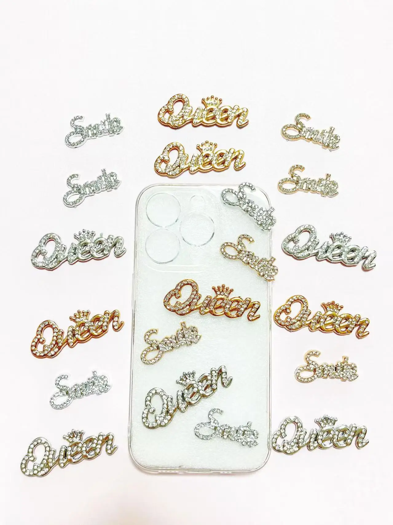 

10Pcs Golden Silvery Retro Series Cherry Handbag Smile Queen Flat Back Junk Phone Case Resin Decoration Charms ﻿