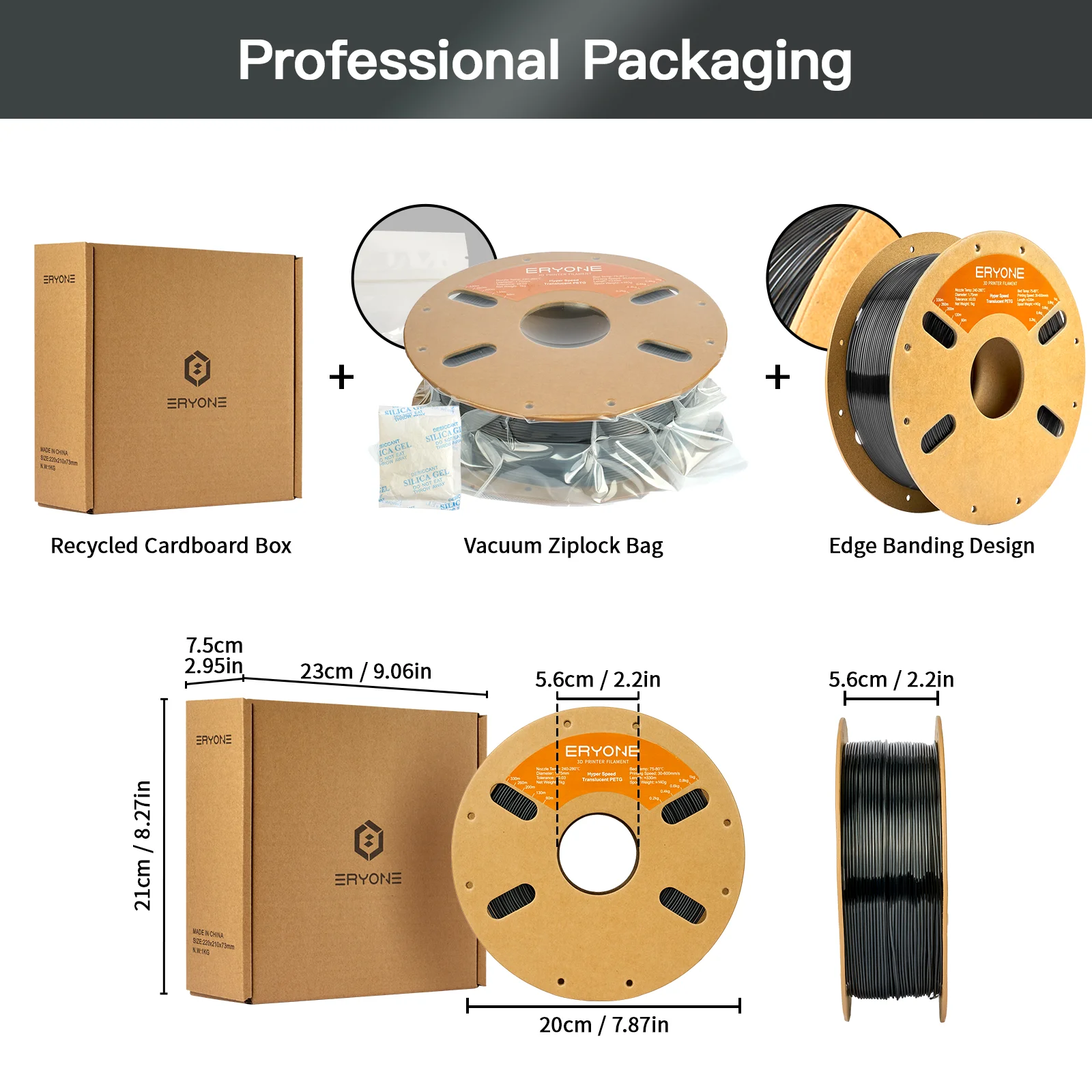 ERYONE Nowy Styl Hyper Speed Przezroczysty PETG 30-600mm/s Filament PETG Hyper Speed Pasuje do Większości Drukarek FDM, 1kg (2.2LBS) / Szpula — zdjęcie produktu 6