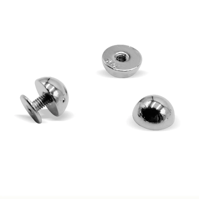 Parafuso inferior de metal redondo para sacos, acessórios DIY, rebites, proteção contra desgaste, prego cogumelo, 8mm, 10mm, 12mm, 15mm, 10 conjuntos