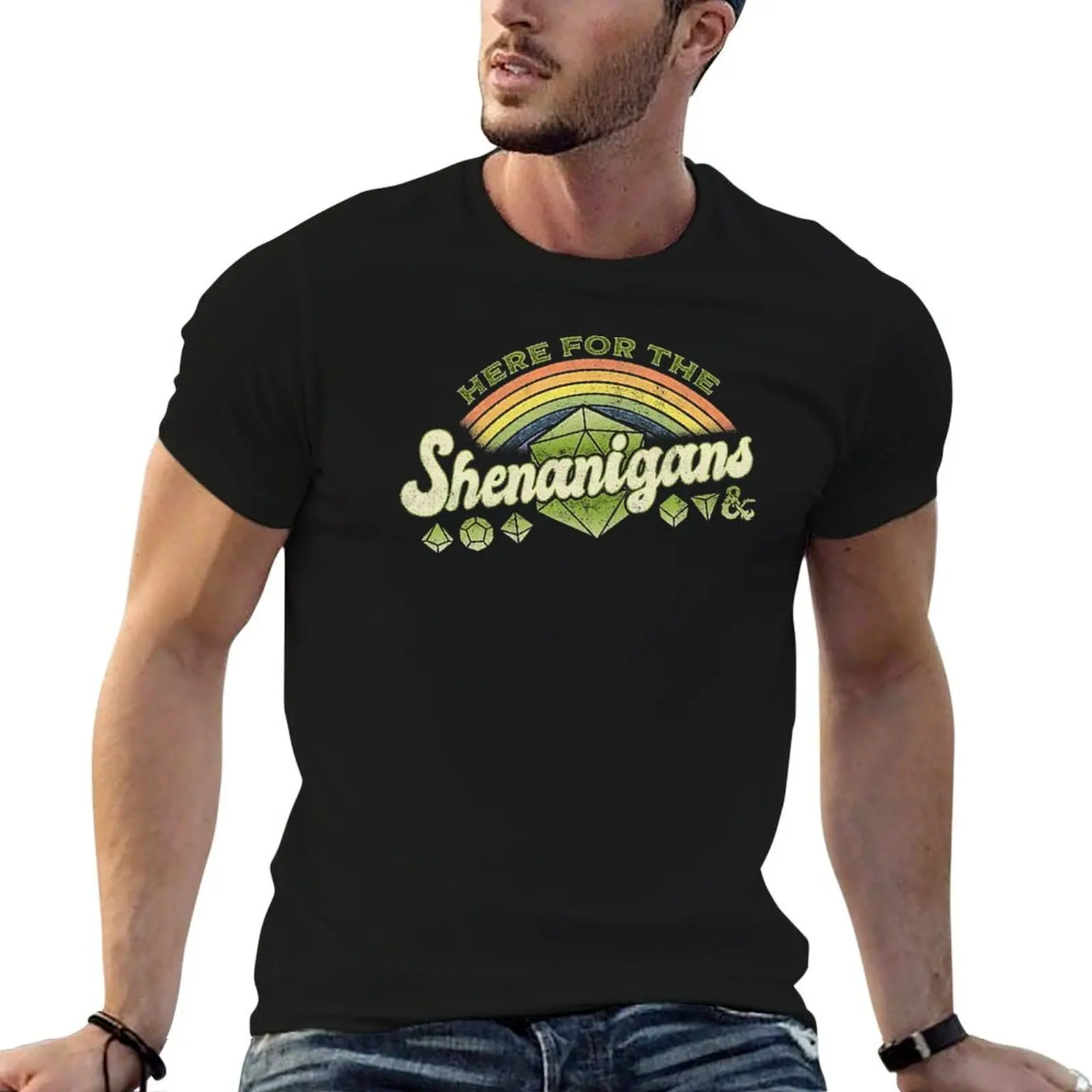 

Here For The Shenanigans T-Shirt man t shirt graphic cotton tshirt 100% T-Shirt